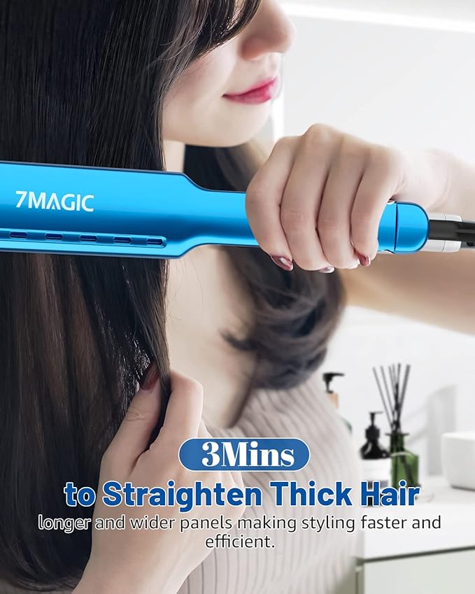 Nano Titanium 1.7" Wide Flat Iron for All Hair - Straightener with 5 Temps and Dual Voltage