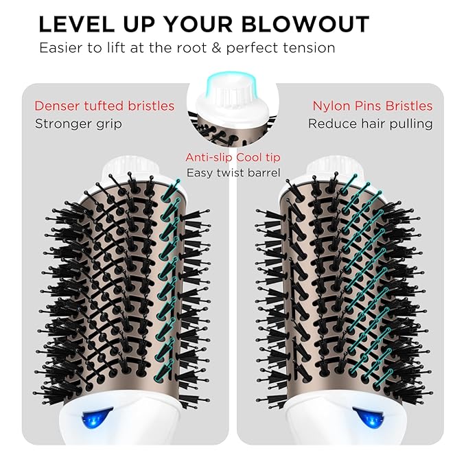 One Step Dryer & Volumizing Hot Air Brush, Blow Dryer, Ceramic Straightener, Curler & Hot Comb 4 in 1 Salon Ionic Hair Styling Tools, White