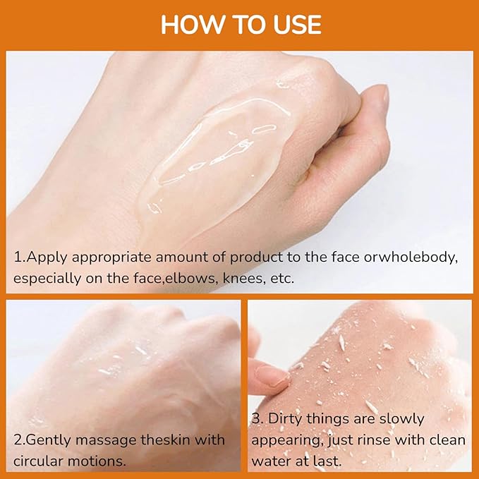 Orange Exfoliating Gel for Face & Body, Deep Cleansing Peeling Gel, Helps Unclog Pores & Moisturize Skin, Gentle Exfoliator for Dullness, All Skin Types (1)