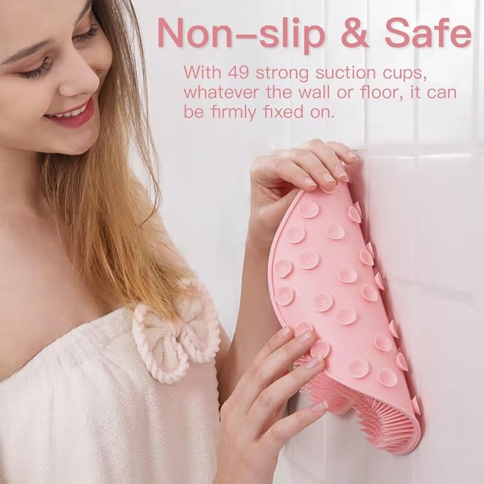 4-Pack Bath Scrubber Mat for Back Scrubbing and Foot Exfoliation - Dual-Use Shower Mats with Non-Slip Suction Cups - Soft, Durable, and Hygienic - Perfect for Full-Body Cleansing and Spa-Like Comfort