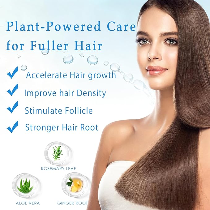 Rosemary Hair Growth Serum Roll On with 3% Rosemary，2% Ginger oil，3% Aloe Vera Extract， Stronger Root，stimulate follicle,Hair Thicker，Hair Loss Treatment.Advanced Hair Regrowth,0.85 Fl Oz pcs