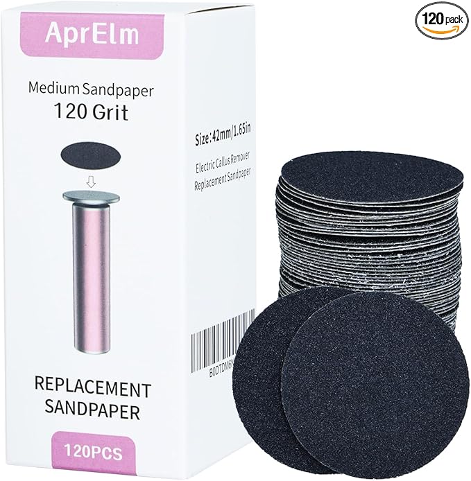 120pcs Replaceable Sandpaper for Electric Foot Callus Remover, 120 Grit Medium Sandpaper Refill Discs