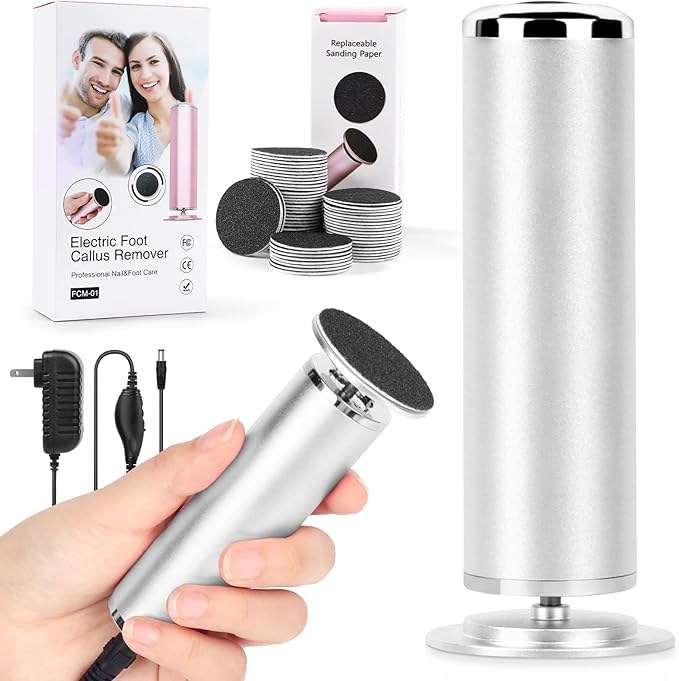 Foot File Callus Remover for Feet: Profesional Pedicure Tool for Summer - Adjustable Speed Electric Foot File Grinder for Skin and Calluses - with 60 Pcs Replacement Sandpaper Disk for Home SPA Salon