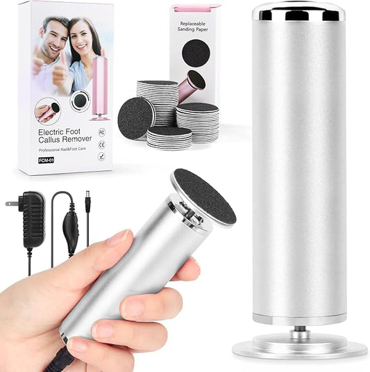 Foot File Callus Remover for Feet: Profesional Pedicure Tool for Summer - Adjustable Speed Electric Foot File Grinder for Skin and Calluses - with 60 Pcs Replacement Sandpaper Disk for Home SPA Salon
