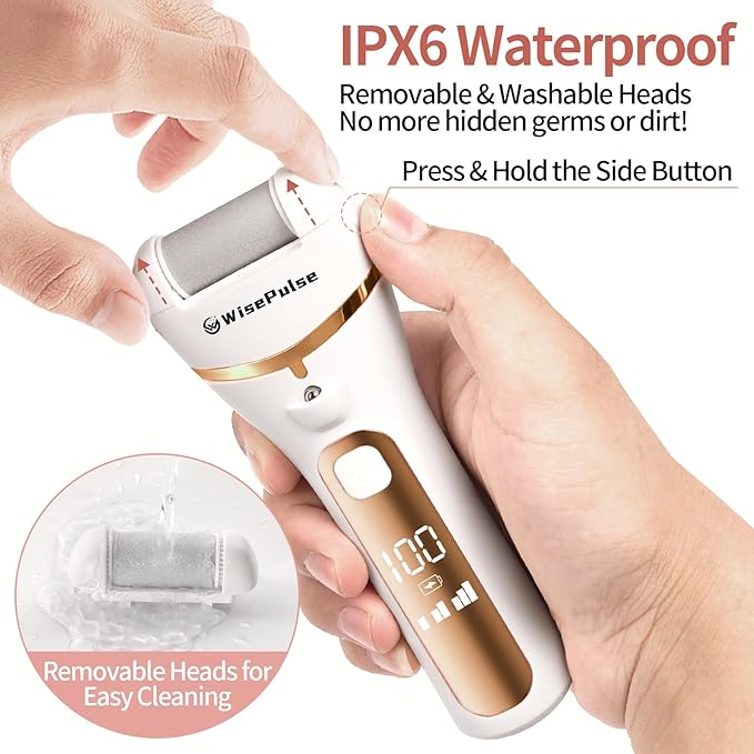 Electric Foot Callus Remover, Rechargeable Electric Callus Remover for Feet with 3 Speed, 9 in 1 Pedicure Kit with Nano-Glass, Waterproof Professional Foot File for Dead, Hard, Cracked Skin(Yellow)