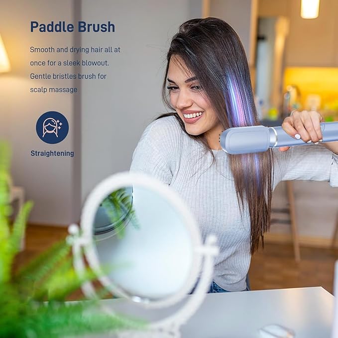 Hot Air Multi-Styler - 5 in 1 Professional Hair Wrap Styler Set with Air Curlers, Hair Dryer Brush, Straightener, Concentrator for Fast Drying Curling Straightening, Travel Case Included