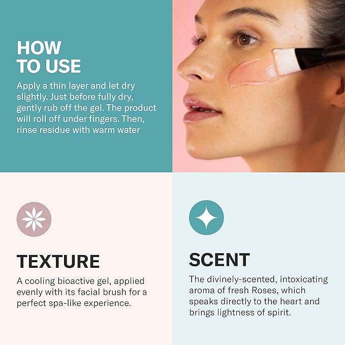 Odacité Exfoliating Face Peel Mask - Bioactive Rose Gommage, Pineapple, and Hyaluronic Acid Gel Glow Recipe- Resurfacing Enzyme Mask for Dullness, Clogged Pores and Dead Skin Build Up, 1.69 fl oz