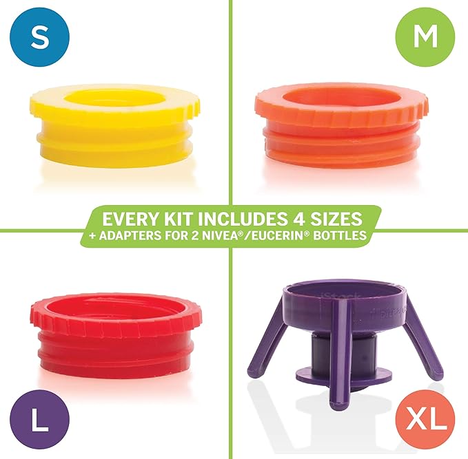 Flip-It! Bottle Emptying Kit, No More Wasted Product - Fits Most Plastic Bottles – Get Every Drop of Shampoo & Lotion – Adapters Included to fit Nivea, Eucerin, and Aquaphor