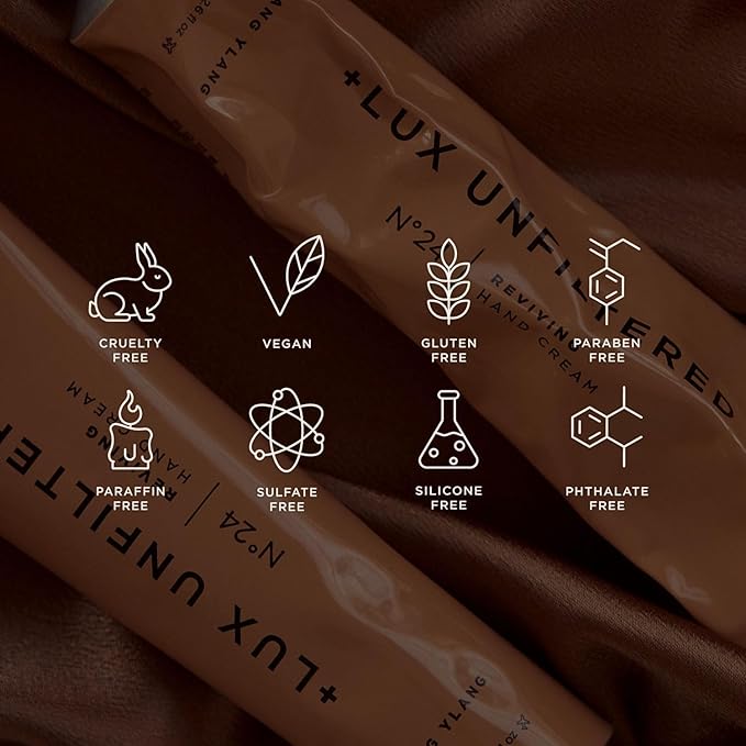 + Lux Unfiltered N°24 Fountain of Youth Age Defying Hand Cream for Women & Men - Moisturizing Hand Cream for Dry Cracked Hands - Lightweight & Fast-Absorbing - Vegan & Cruelty Free - Ylang Ylang