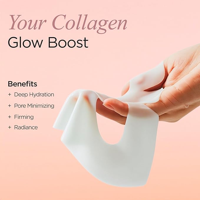 Hydrogel Collagen Face Mask – Firming & Hydrating Overnight Sheet For Dry Skin & Fine Lines – Dermatologist Tested, Anti-Aging, Korean Skin Care, Clean Beauty, Non-GMO – Pack of 6