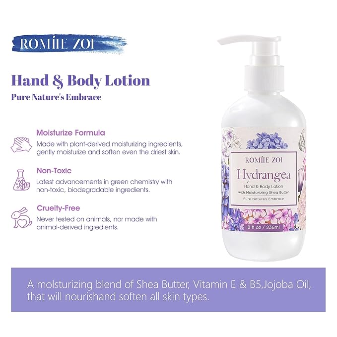 ROMIIE ZOI Daily Hand & Body Lotion with Moisturizing Shea Butter - Hydrangea - 236 ML / 8 FL OZ