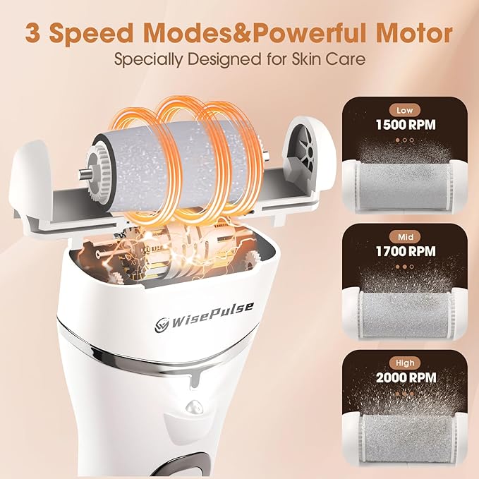 Electric Foot Callus Remover, Rechargeable Portable Electronic Foot File Pedicure Tools, Electric Callus Remover for Feet with 3 Rollers, IPX6 Waterproof Foot Care for Dead Skin, Ideal Gift
