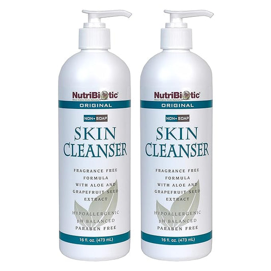 NutriBiotic Original Non-Soap Skin Cleanser, 16 Oz Twin Pack | Fragrance Free with GSE | pH Balanced, Hypoallergenic & Biodegradable | Free of Parabens, Fragrance, Phosphates, SLS, Dyes, & Colorings