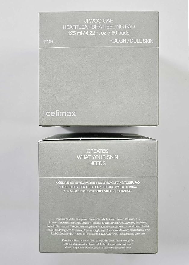 celimax Ji.Woo.Gae Heartleaf BHA Peeling Pad | Pore Care, Exfoliating Double-Side Toner Pads, Facial Peels, Hydrating, Tea Tree, For Acne Prone & Breakouts, Christmas Gift, Stocking Stuffers (60pads)