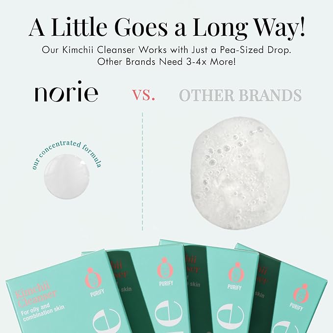 Norie Kimchii Face Wash - Gentle Facial Cleanser for Dry, Oily & Sensitive Skin | Fragrance Free Gel for Clearer Skin 2% Salicylic Acid, Vegan, Unscented 1.7oz