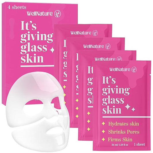 Wellnature™ The Original Overnight Deep Collagen Mask - It's Giving Glass Skin Sleep Mask - Deep Hydrating Bio-Collagen + Oligo-Hyaluronic Acid Facemask - Skincare For All Skin Types, Pack of 4