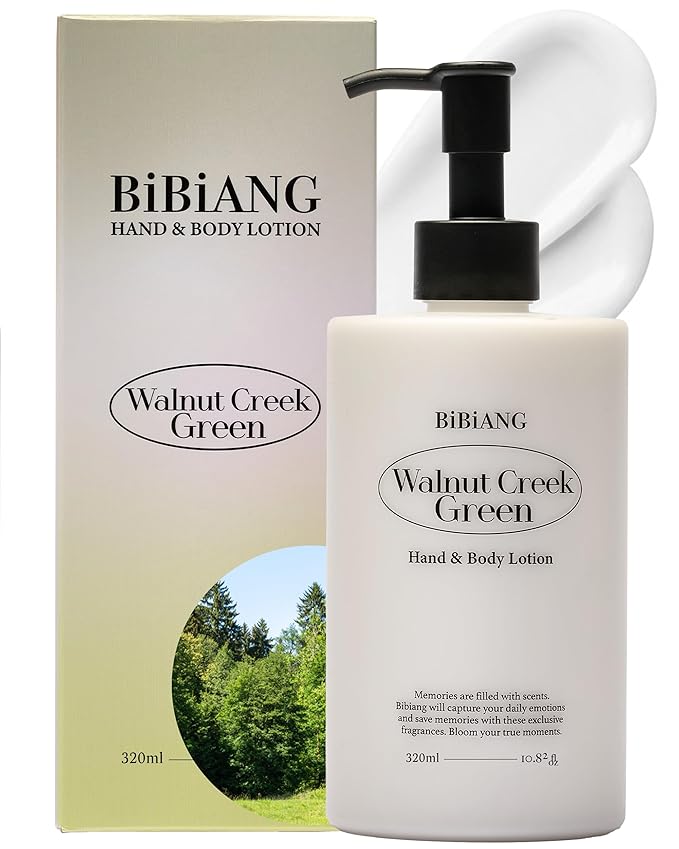 Walnut Creek Green Body Lotion - Korean Body Care for Moisturizing & Nourishment - Hydrating Body Care Formula with Forest Bergamot Scent, Shea Butter & Jojoba Oil - 10.82 fl.oz