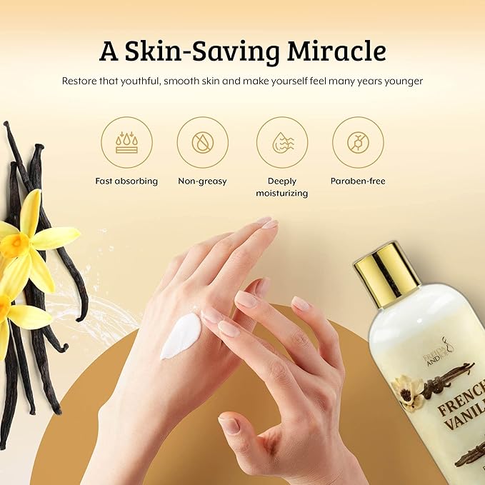 Home Spa Gift Fragrance Body Lotion Luxury Firming Scented 10oz Deep Moisturizing Fragrance Body Lotion for Women (French Vanilla)
