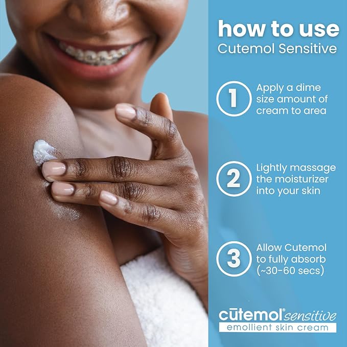 Cutemol Emollient Moisturizer for Sensitive Skin - Serious Moisturizing Cream for Damaged Skin Recovery - Fragrance Free Hydration for Cracked Hands & Feet, Eczema, Psoriasis & Dry Skin (2.75 oz)