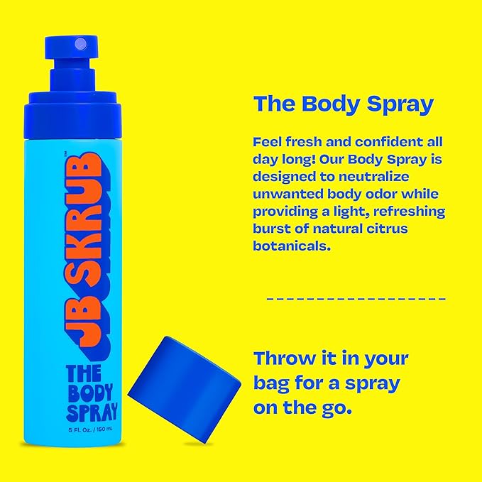 JB SKRUB Body Spray, Body Wash, and Face Wash for Teen Boys, Tweens, and Kids - Refreshing Body Care Trio - Banish Funk, Revitalize, Radiate Confidence