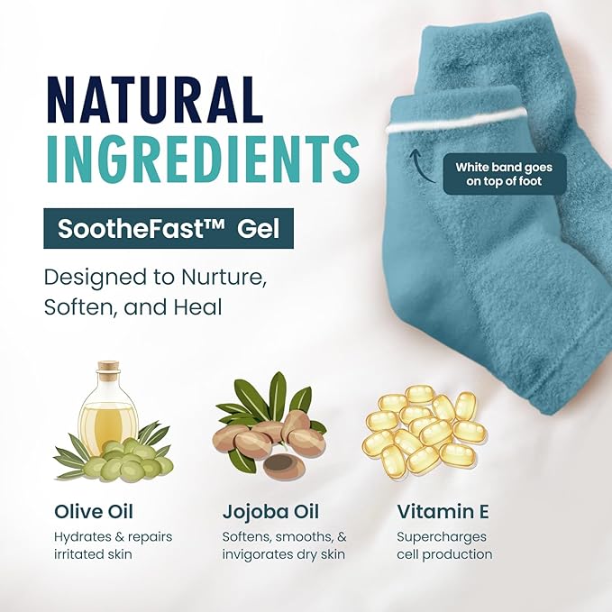Dr. Frederick's Original Moisturizing Fuzzy Heel Socks for Dry Cracked Heels Treatment - Infused with Olive Oil, Jojoba Oil and Vitamin E - 2 Pairs - Stocking Stuffers for Adults - Teal Tranquility