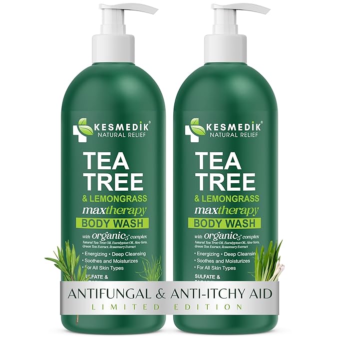 Tea Tree Lemongrass Body Wash MaxTherapy, Itchy Skin Relief, Antifungal Defense, Fights Body Odor, Soothes Jock Itch & Athlete's Foot, Intimate Wash, Men & Women, 2-Pack, Limited Edition