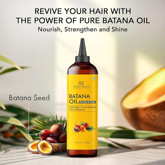 Botanic Hearth Batana Oil for Hair & Scalp – 100% Raw, Pure & Natural from Honduras, Nourishing Hair Growth & Scalp Care Oil – 6.7 fl oz / 198 ml