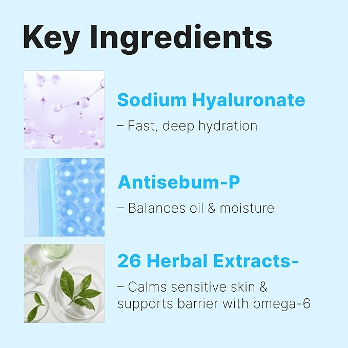 Balancing Face Mask Sheet - Korean Facial Mask for Hydrating & Soothing Sensitive Skin, Herbal Essence & Hyaluronic Acid, Korean skincare, Mask for instant Moistureizing, Glow [ 10 Sheet ]