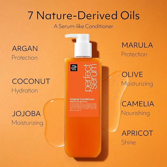 Mise En Scene Original Perfect Serum Shampoo and Conditioner SET - For Damaged Hair, Nutrient Care With Argan Oil, Containing Jojoba-Seed-Oil For Smooth, Glossy Texture