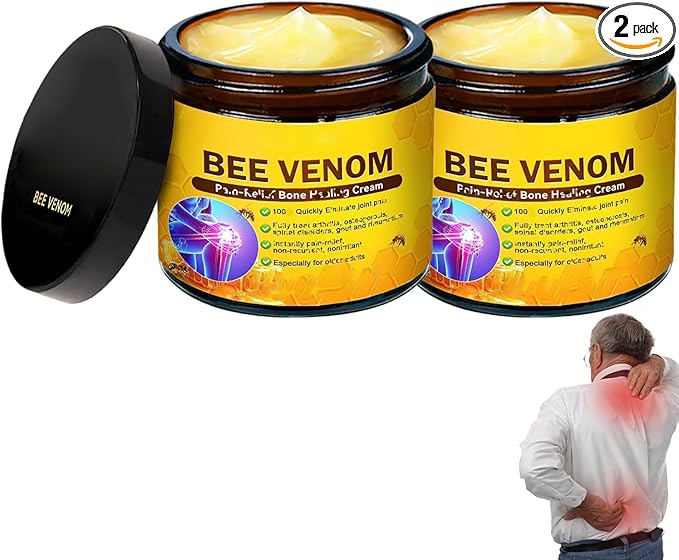 2 Bottles Bee Venom Joint Cream, Naturaly Soothing Balm for Knee, Neck, Back & Hands