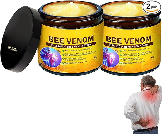 2 Bottles Bee Venom Joint Cream, Naturaly Soothing Balm for Knee, Neck, Back & Hands