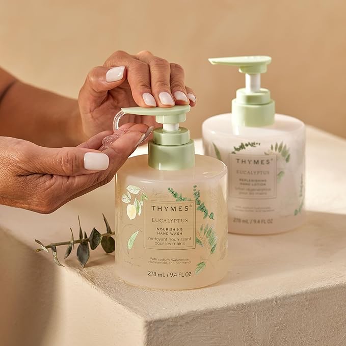 Thymes Nourishing Hand Wash - Liquid Hand Soap for Bathroom or Kitchen - Liquid Soap with Notes of Eucalyptus Oil, Lemon, Petitgrain, Bergamot, Lemongrass, & Lush Fir (Eucalyptus, 9.4 fl oz)