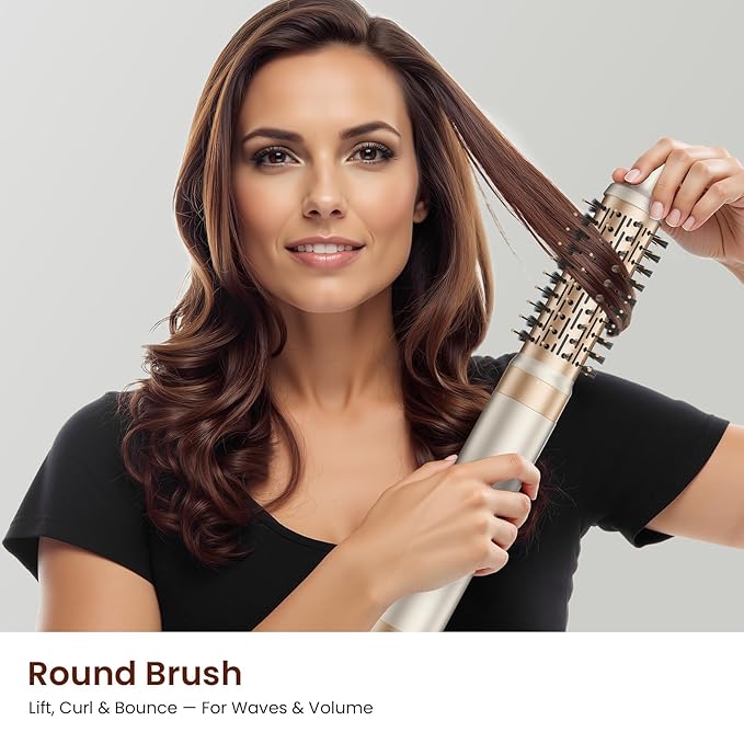 6-in-1 Hot Air Styler – Hair Dryer & Versatile Air Styler with Straightener, Auto Curler, Volumizing Brushes, Frizz-Free Hair Styler for Straighting, Curling, Smoothing & Adding Volume, Gift for Women