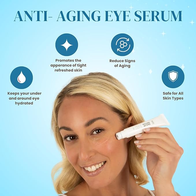 Miss Spa Eye Serum 5-in-1 Roll On Cream, Helps De-puff and Brighten Under and Around Eyes, Anti-Aging Under Eye Roller Helps with Fine Lines and Dark Circles, Vitamin B3,