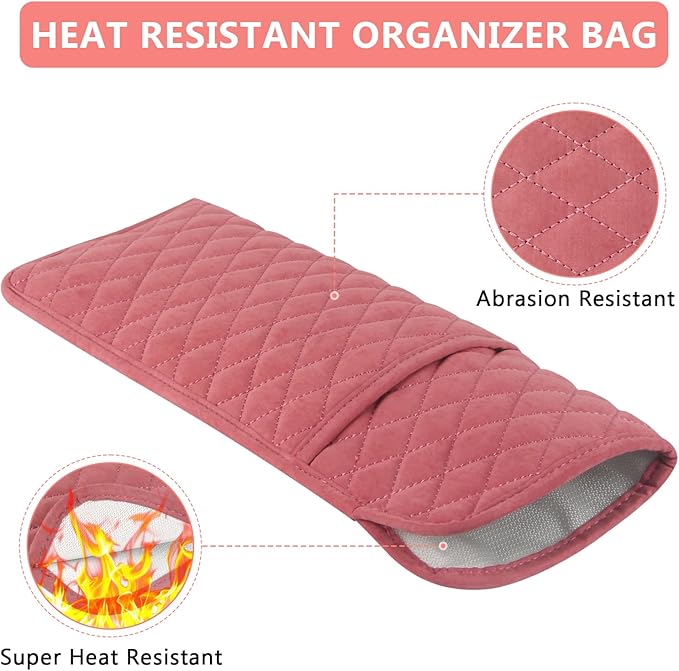 Heat Resistant Hair Tools Organizer Bag Portable Travel Storage Cover Pouch for Hair Straighteners, Curling Irons, Flat Irons and Hot Styling Tools(13.8" x 5.5")