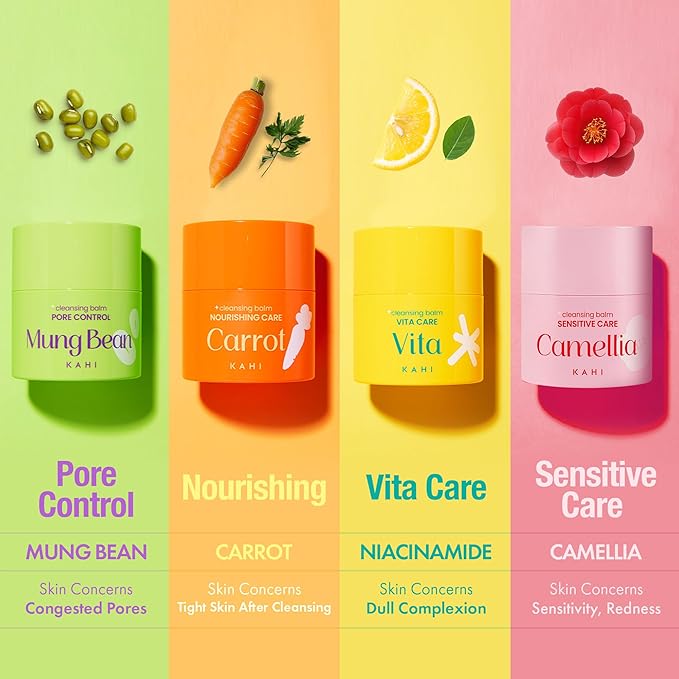 KAHI Cleansing Balm Pore Control Mung Bean - Nourishing & Hydrating Facial Cleanser Makeup Remover Balm with AHA, BHA (Salicylic Acid), PHA, and LHA - Gentle Exfoliating Korean Skincare 1.69 oz