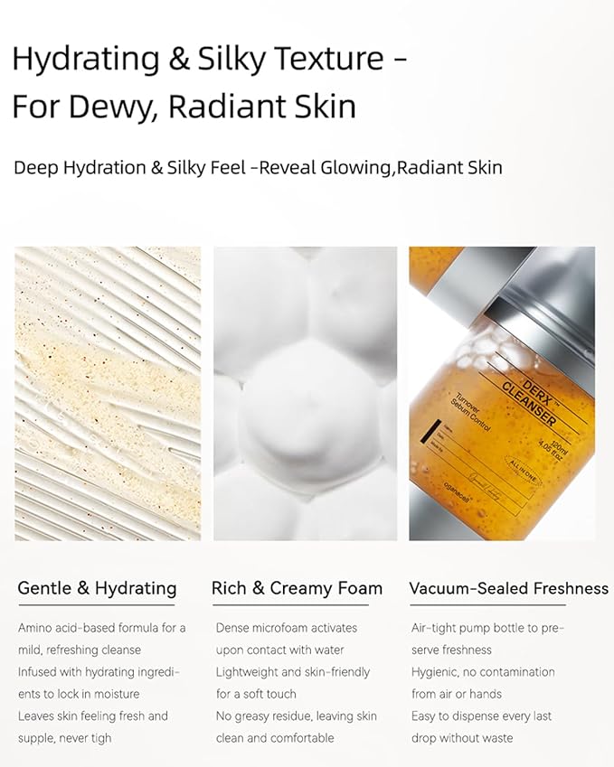 DERX Revitalizing Facial Cleanser with Peptides & Walnut Microbeads - Gentle Exfoliating Gel To Foam for all Skin, Korean Clinic-Developed (120ml/4.05 fl.oz.)