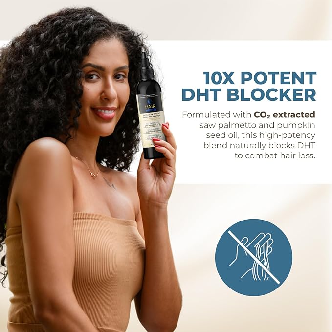 Pumpkin Seed Oil with Saw Palmetto Extract for Hair Growth – 10X Potency Targeted Scalp Treatment with Castor, Lavender Scent & Rosemary Oil for Growth, Stronger, Fuller Hair 4oz (118ml)