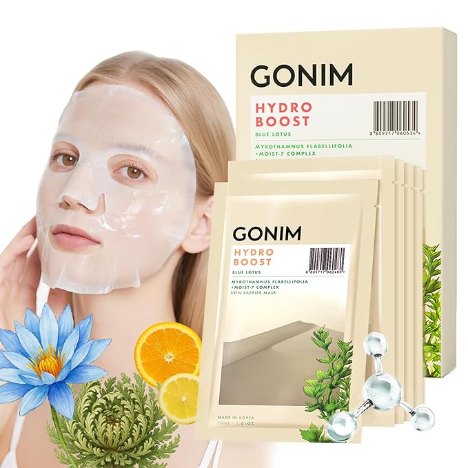 GONIM Face Mask Korean Skin Care with Hyaluronic Acid Serum & Collagen Activation, Face Masks Skincare with Vitamin C, Moisturizing Sheet Mask for All Skin, Korean Face Mask Travel Essentials 5 Sheets