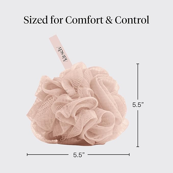 Kitsch Shower Loofah – Soft Mesh Body Scrubber & Bath Sponge for Daily Gentle Cleansing – Durable Loofah for Men and Women with Hanging Loop, Eco-Friendly, 100% PCR Material – 3pc Set, Ballet