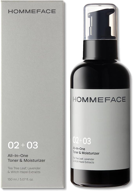 HOMMEFACE Men’s All-in-One Face Toner & Moisturizer, 5.07 fl oz - Lightweight, Alcohol-Free, After Shaving - Korean Skincare Technology with Collagen, Ceramide & Witch Hazel