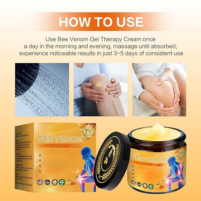 Bee Venom Bone Care Cream, Throughout Release Joint Activities Muscle and Massage Relief Gel.(1)