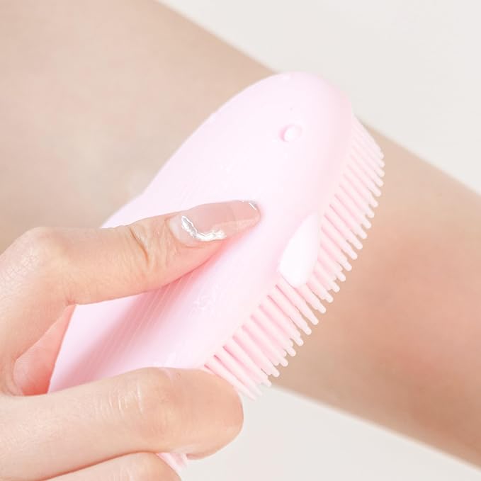 Premium Sensory Brush for Kids or Autism,Soft Silicone Body Scrubber,2 in 1 Sensory Room Occupational Therapy Sensory Brushes,Silicone Loofah,Pet Shower Brush Bath Brush Shampoo Brush(Whale-Yellow)