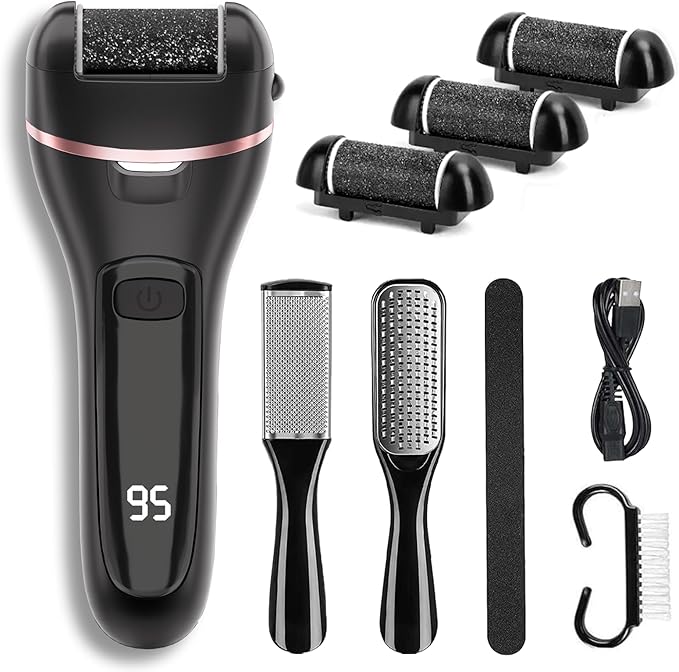 Electric Callus Remover for Feet with 3 Roller Heads 2 Speed Rechargeable Waterproof Foot File Perfect for Dead Hard Cracked Dry Skin
