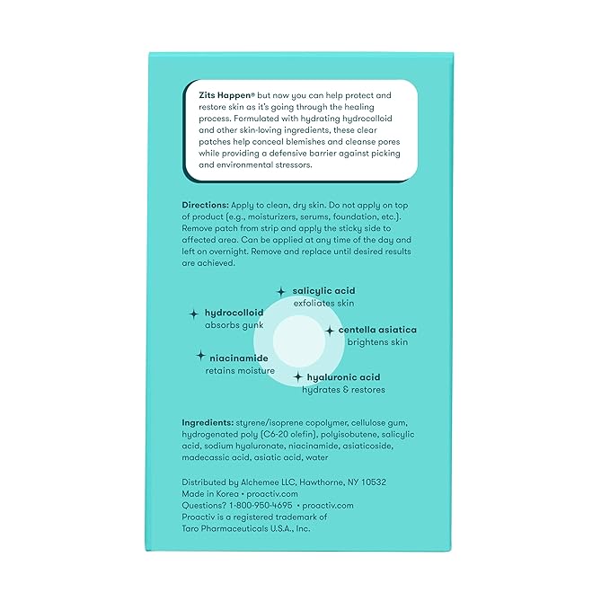 Proactiv Zits Happen® Hydrocolloid Acne Patches, Pimple Patches for Face and Back Acne with Pore Cleansing Salicylic Acid, 90 Count