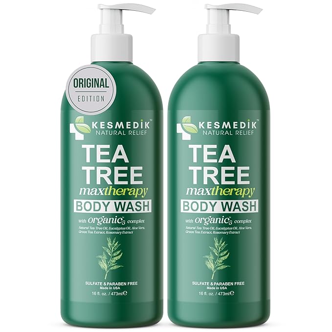 Tea Tree Oil Body Wash (2-Pack) & Balm MaxTherapy Bundle – Cleansing & Moisturizing Duo for Dry, Itchy Skin Relief, Eczema, Ringworm, Athlete’s Foot, Jock Itch & Other Skin Irritation