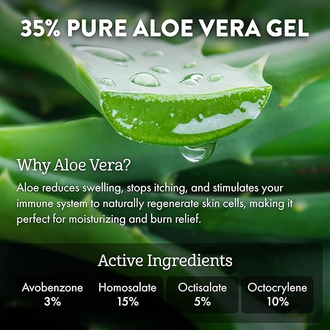 Aloe Up Sport Sunscreen Lotion SPF 50 - Broad Spectrum UVA/UVB Sunscreen Protector for Face and Body - With Hydrating Aloe Vera Gel - Non-Greasy - No White Cast - Reef Safe - Fragrance-Free - 3 Oz