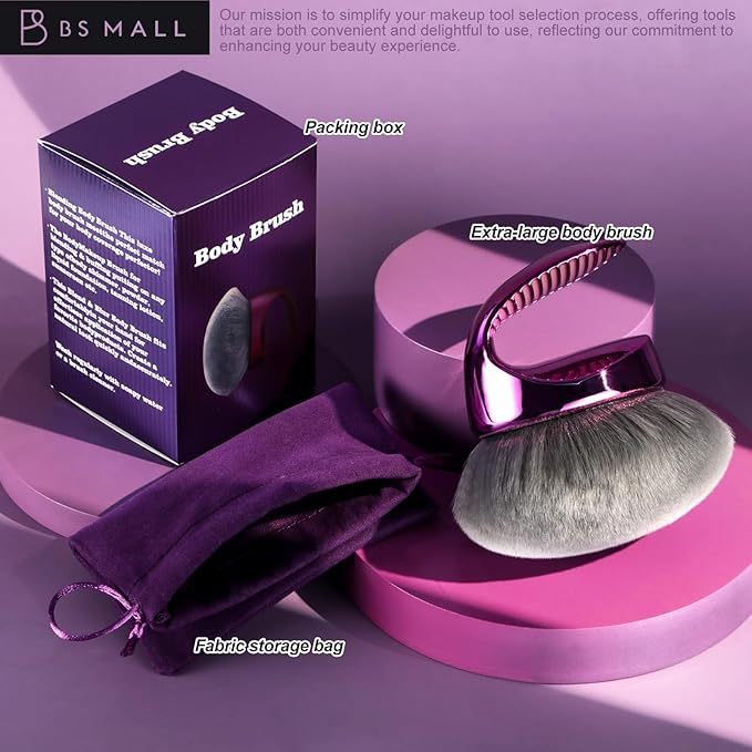 BS-MALL Extra-Large Multi-Purpose Body Brush – Luxury Travel-Friendly Self Tanning & Loose Powder Makeup Brush with Super Soft Bristles for Daily Use & Even Application