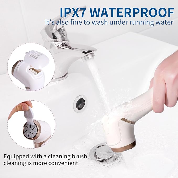 Electric Foot Callus Remover with Dander Vacuum, Rechargeable Waterproof 3 Roller & 2 Speeds Foot File,Professional Portable Pedicure Tool for Care of Dead Skin,Chapped,Callus,Cracks