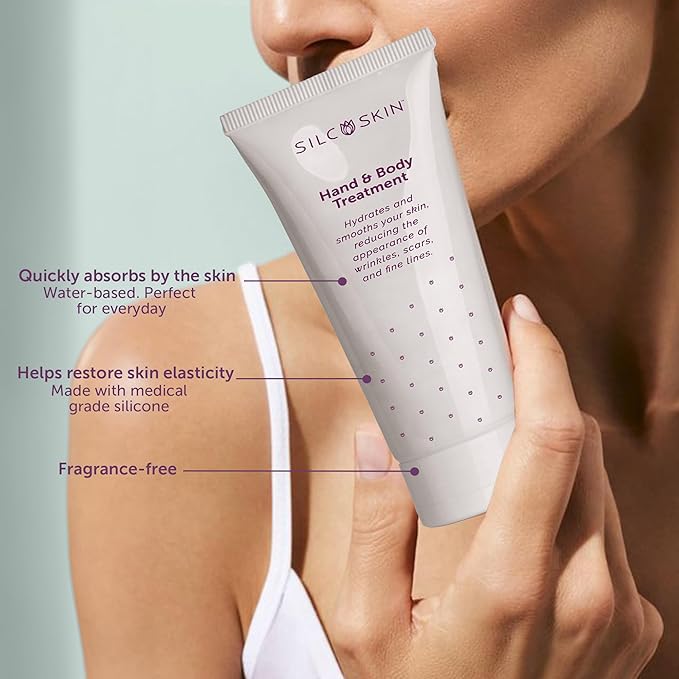 SilcSkin Hand & Body Treatment - Water-Based Hand & Body Lotion for Crepey Skin and Fine Lines - Uses Medical Grade Silicone for Deep Hydration - 2 oz (Pack of 2)
